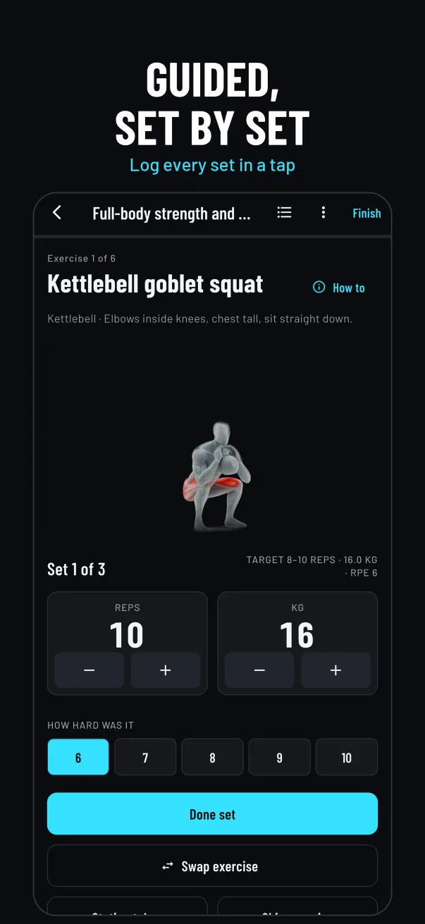 Logging reps and kilograms for a set