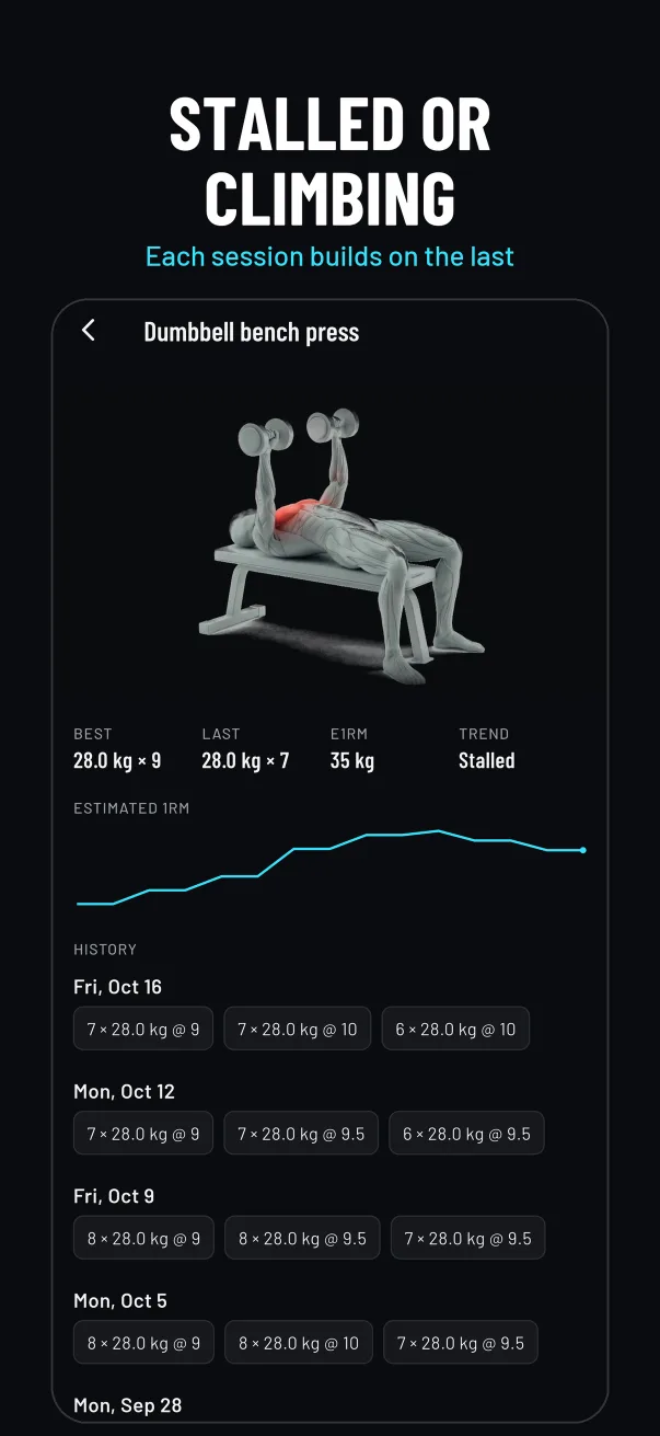 Progress chart for a single lift